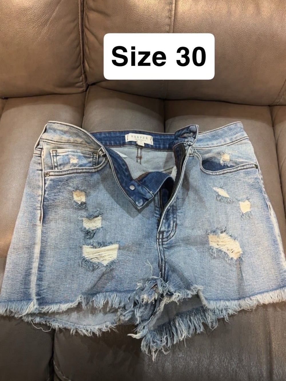 Harper Light Blue Distressed Denim Cutoff Shorts